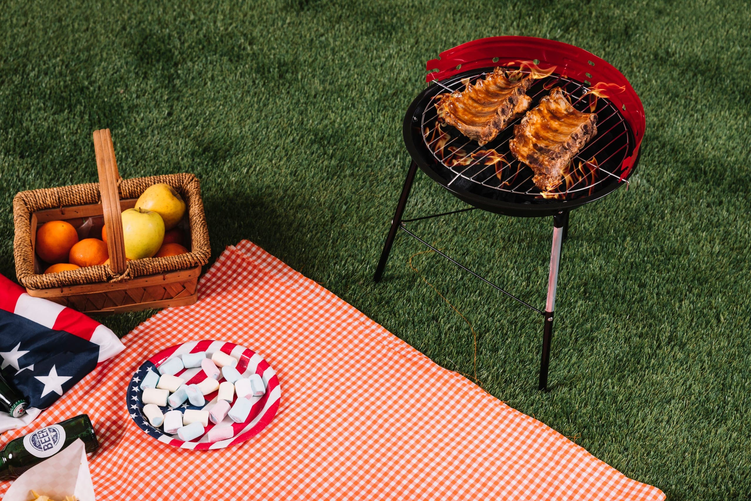 IL Bayou BBQ area with outdoor grilling stations