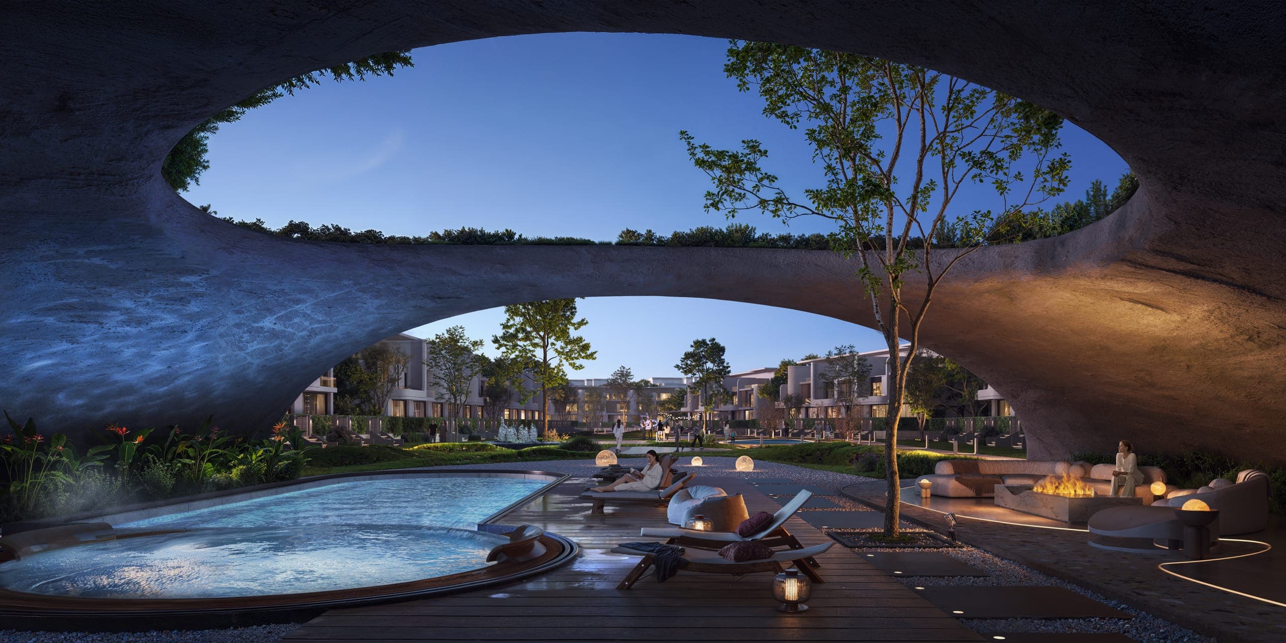 Kukūn clubhouse with wellness lounge and social terraces