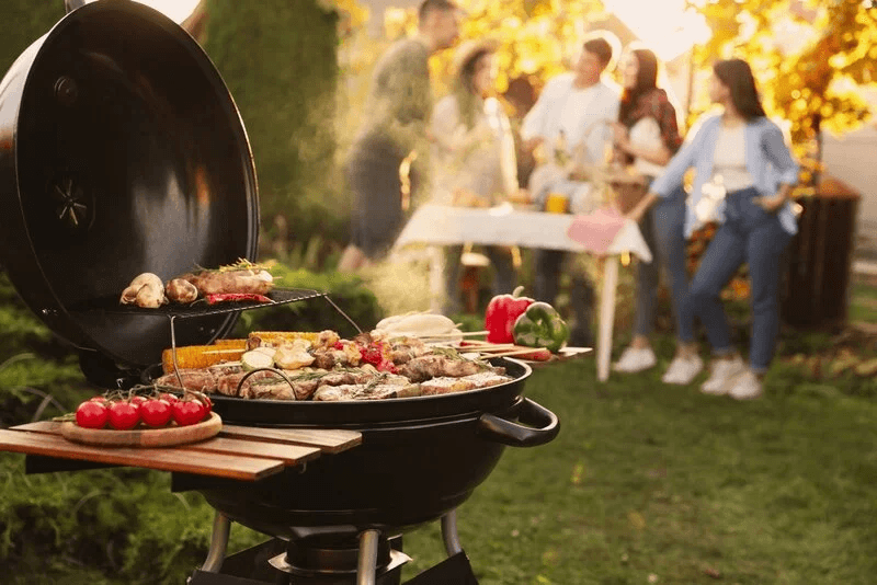 IL Bayou BBQ area with outdoor grilling stations