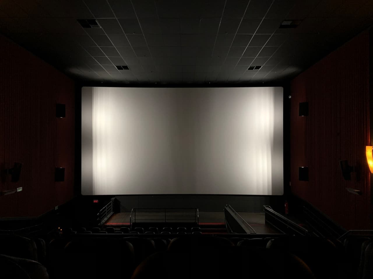 Private media room with tiered cinema seating
